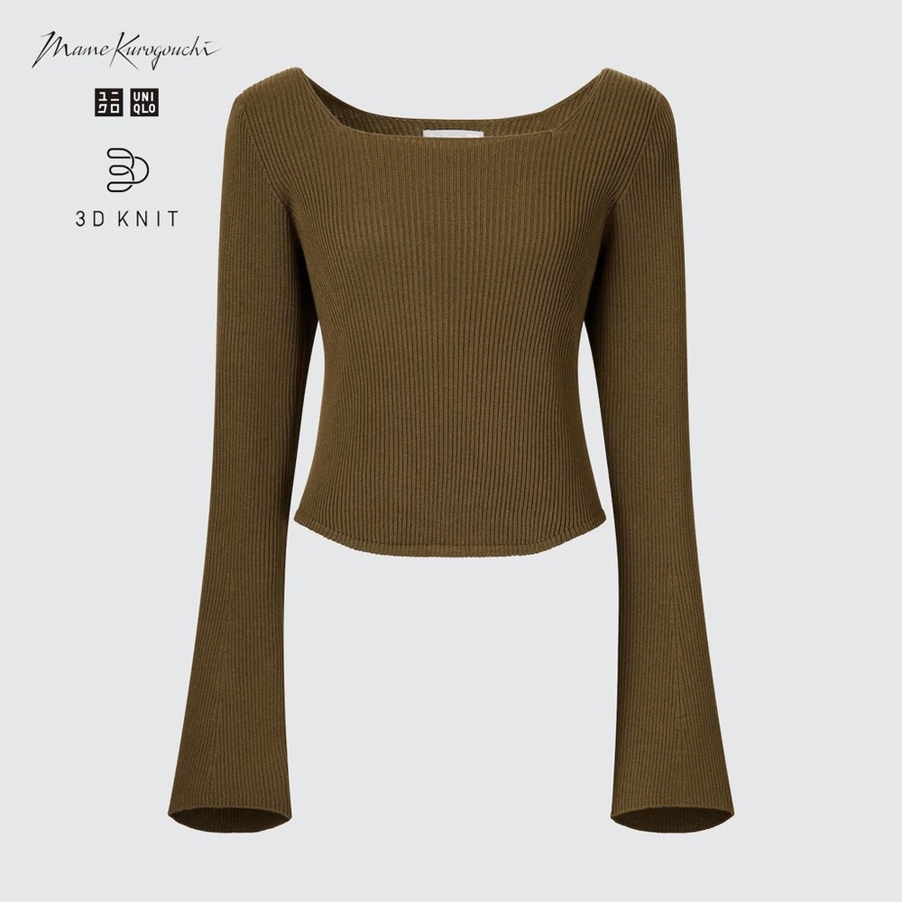 Mame Kurogouchi Ribbed Square Neck Sweater SIZE LARGE
